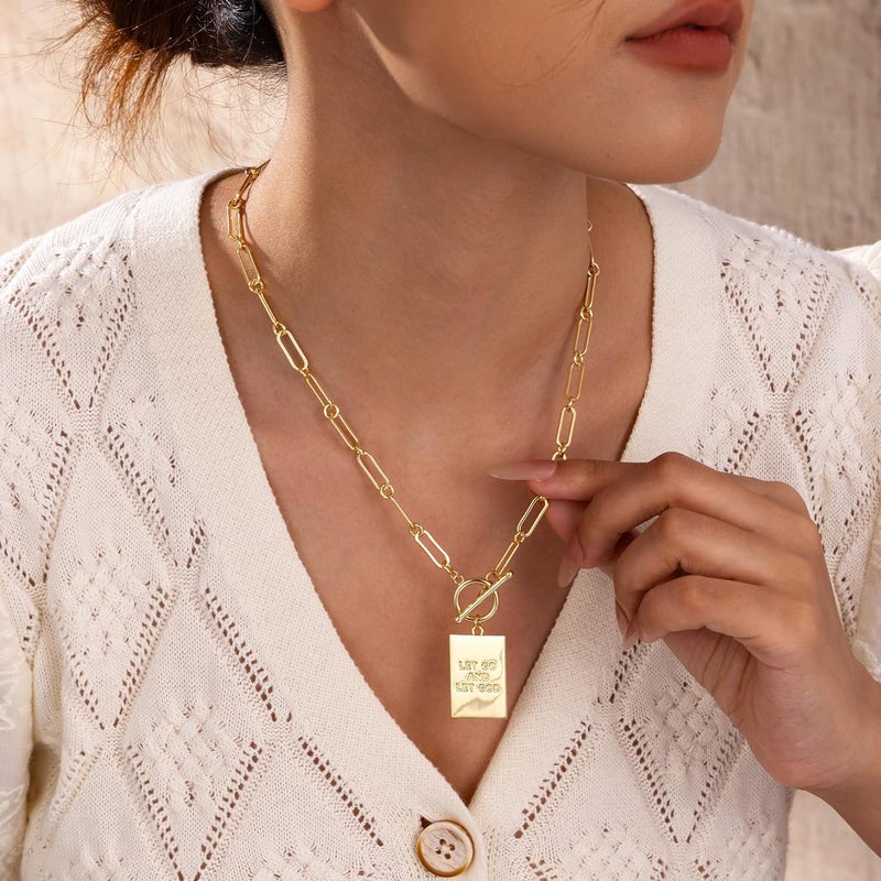 Robaice 14K Gold Plated and Silver Plated Cross Necklace for Women, Non-Tarnish Faith Jewelry with Toggle Clasp, Fashion Necklace Gifts for Women, Christian Faith, Communion, Birthday & Christmas - Image 2